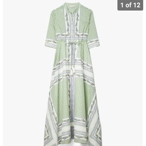 ISO Tory Burch Garden Party Botanical Shirt Dress Maxi Dress L/XL